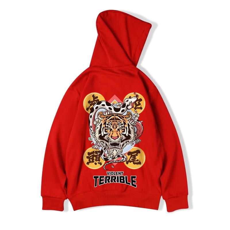 Áo Hoodie nam from rộng chất nỉ ngoại nhập in hình hổ cá tính