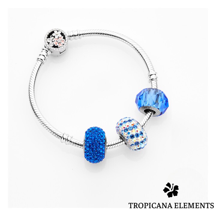 Lắc Tay Tropicana Phối Charm Swarovski Pha Lê Màu Biển Xanh