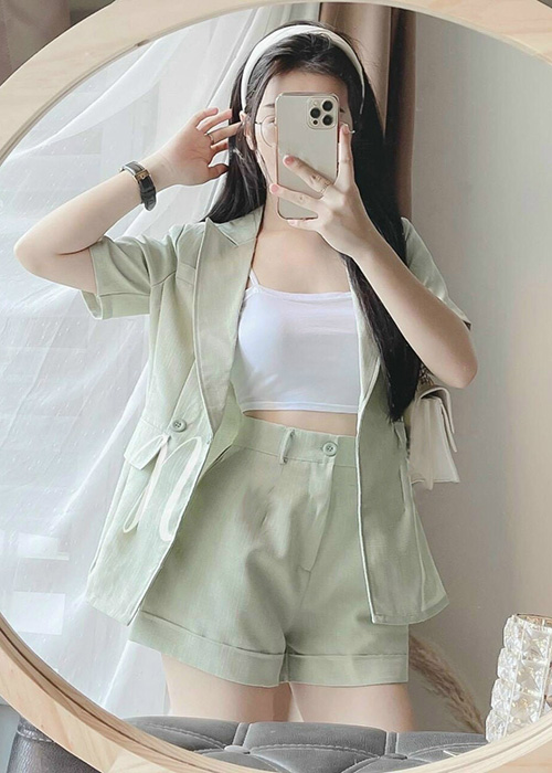 Set Bộ Áo Kèm Quần Sort Cottons Lạnh Có Áo Thun Lót Trong[Hàng Thiết Kế]