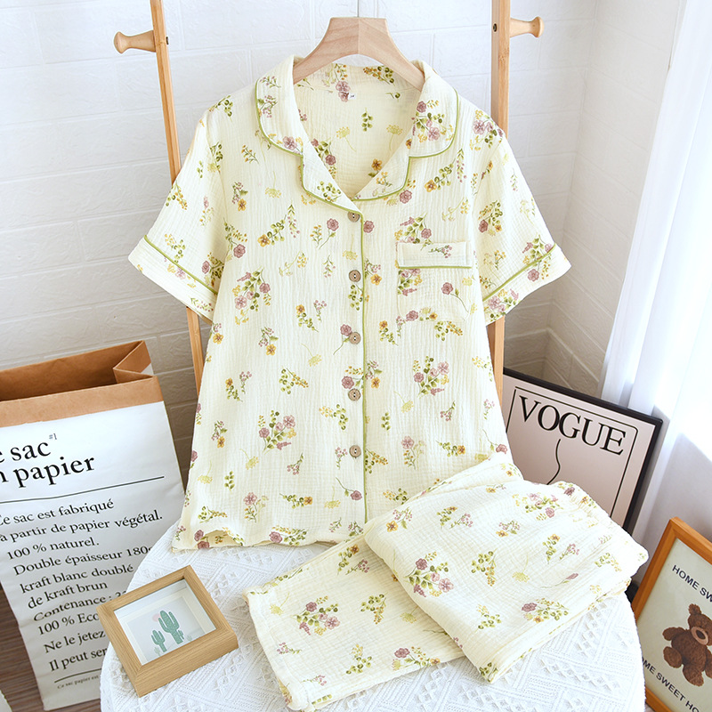 Bộ Pijama, Đồ Bộ Mặc Nhà Áo Cộc Quần Dài Chất Liệu Xô Muslin M2 Cao Cấp