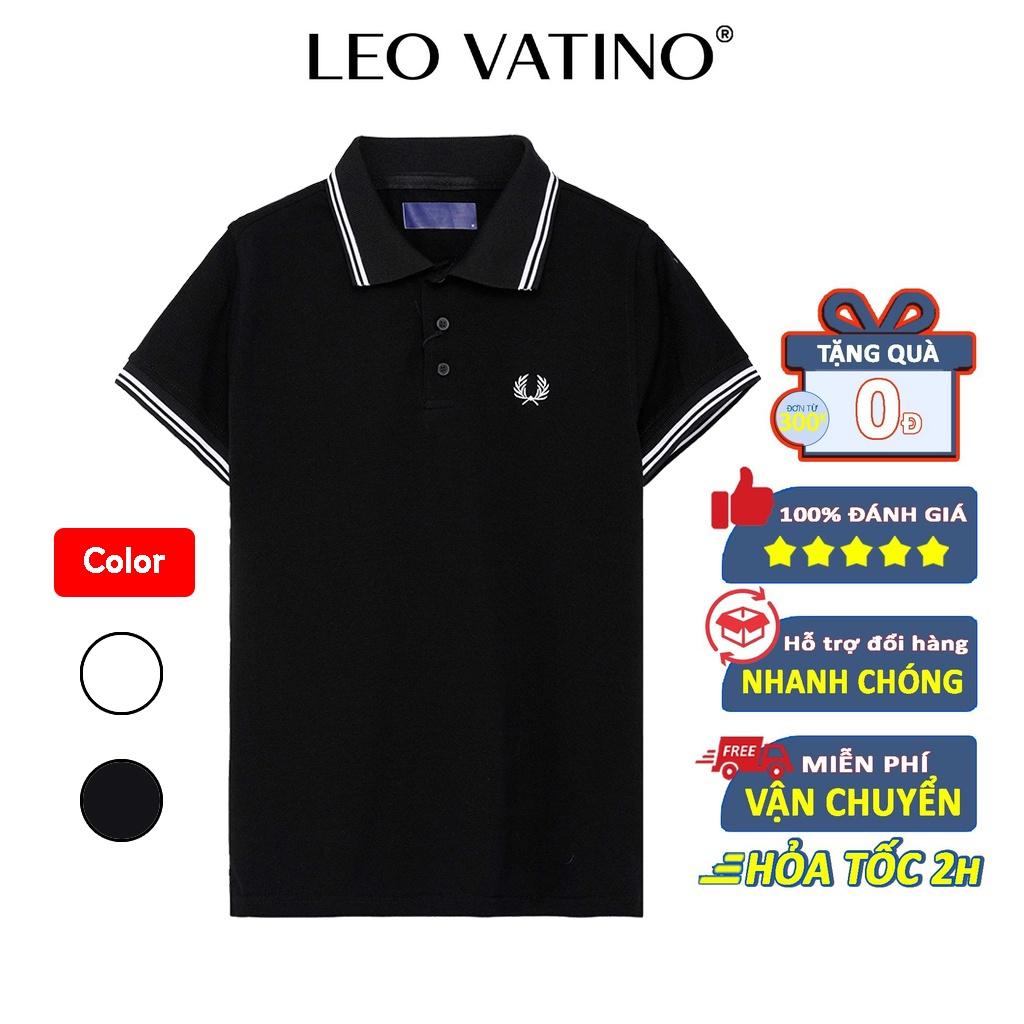 Áo polo nam Leo Vatino thêu logo phối cổ dệt viền chất Cotton cá sấu bộ 2 màu co giãn chuẩn form tay ngắn mẫu 1
