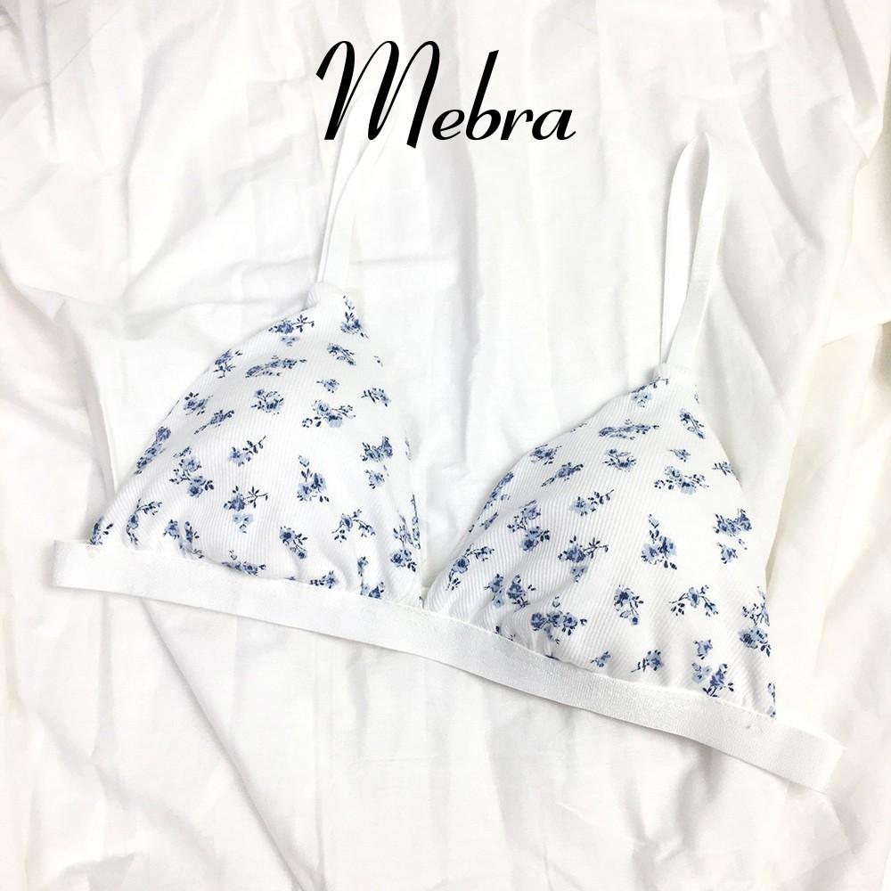 Áo lót cotton nữ không gọng có đệm mỏng họa tiết cute, cotton gân thấm hút tốt Mebra
