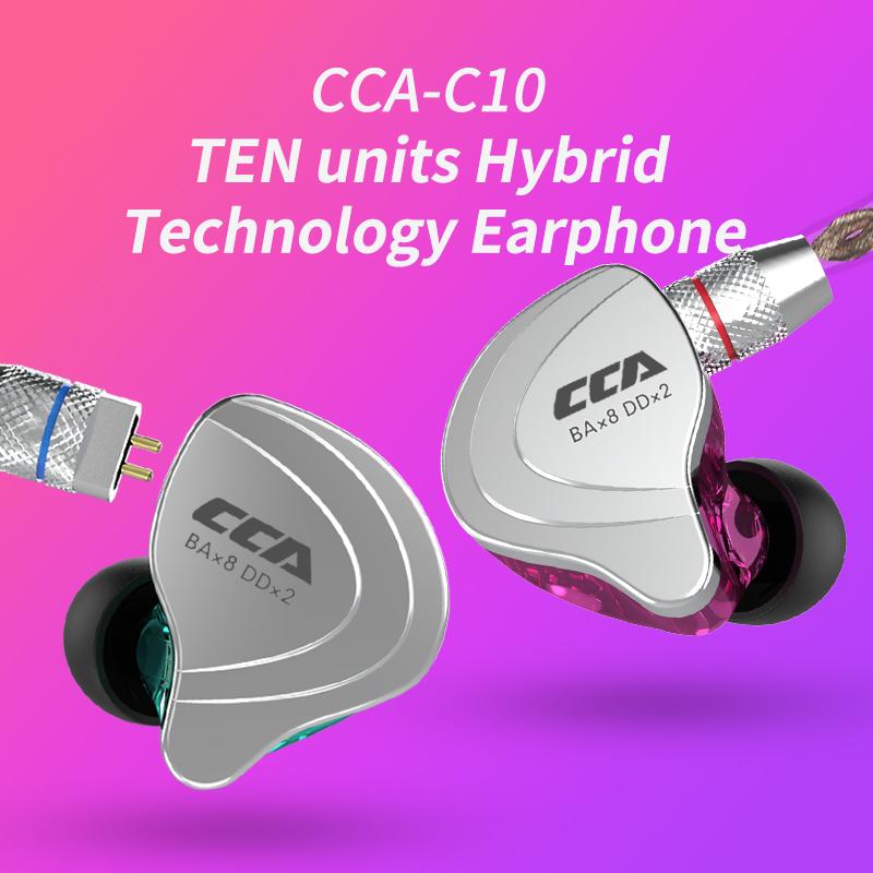Tai nghe CCA C10 Công nghệ lai 4BA 1DD In Ear HiFi DJ Sport Nút tai có dây Tai nghe 10 Drive Unit Tai nghe khử tiếng ồn