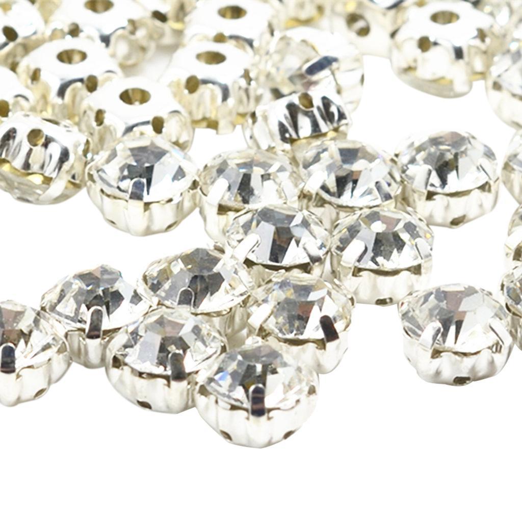 Prettyia 200pcs Sew On Crystals Rhinestone Faceted Beads Embellishment 7mm