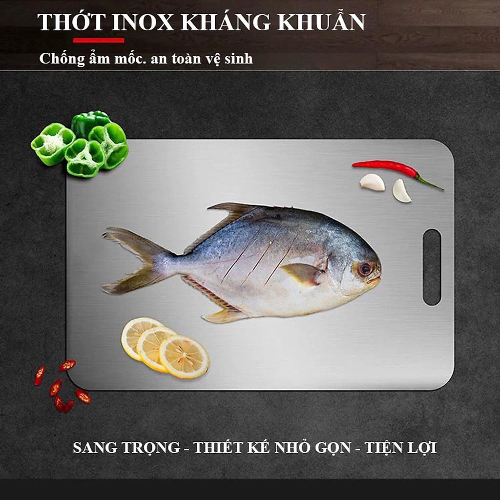 Thớt Inox 304 Kháng Khuẩn Cường Lực - Vệ Sinh Dễ Dàng - Chống Ẩm Mốc - Không Xước Dăm - Không Mùn Gỗ