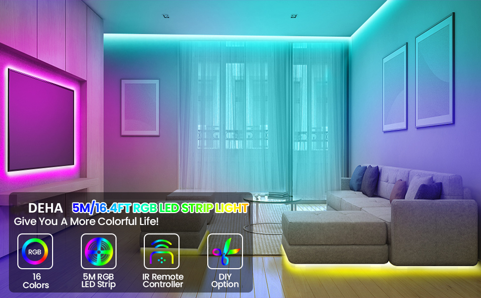 Đèn led 5M cảm biến âm thanh, đèn led phòng ngủ có điều khiển nháy theo nhạc - sử dụng remote