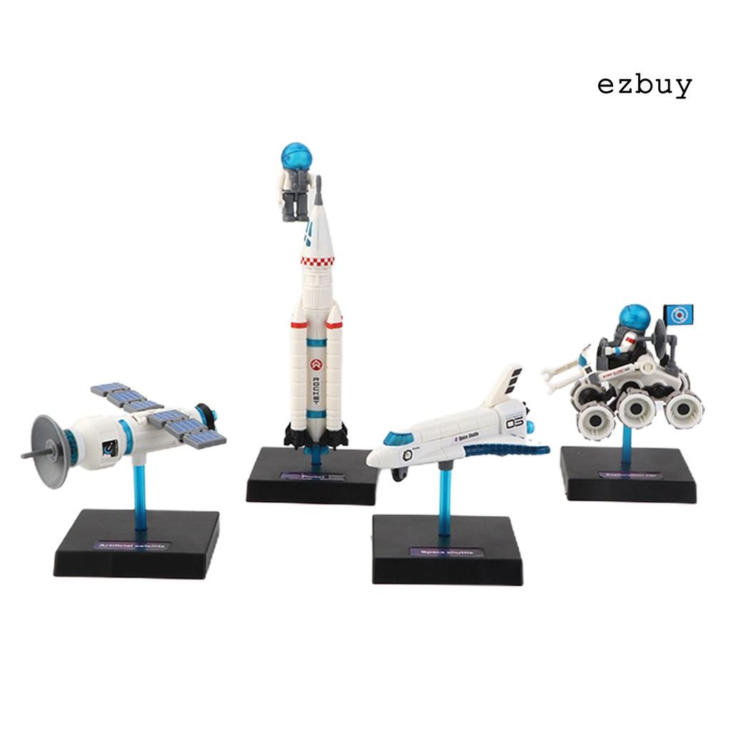 EY-Space Adventure Toy Playset High Simulaiton Logical Thinking Training Simple Assembly Rockets Space Shuttle Artificial Satellite Explorer Toy for Early Education