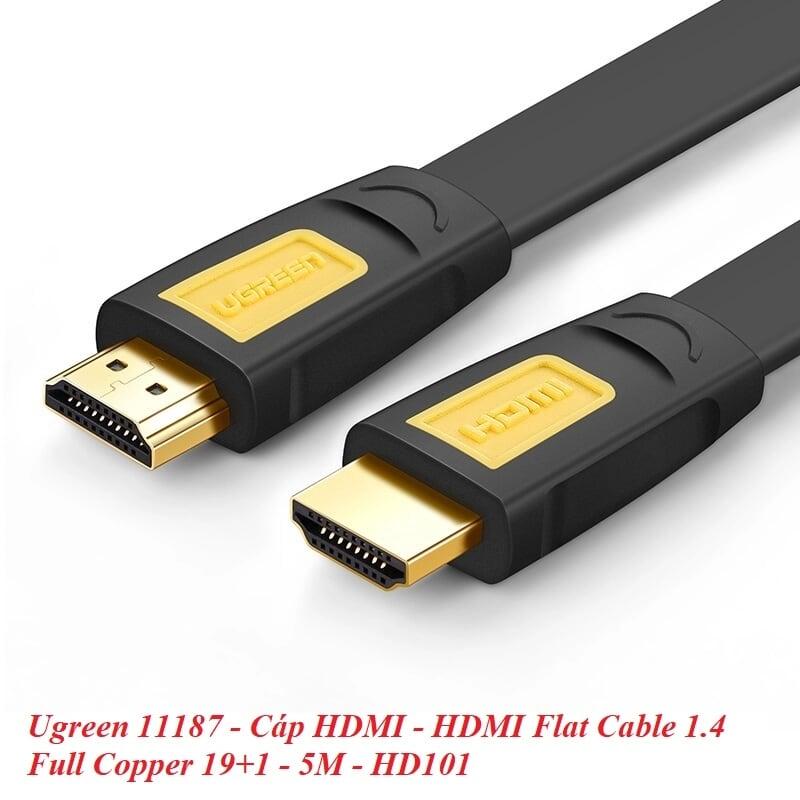 Ugreen UG11187HD101TK 5M màu Vàng Cáp tín hiệu HDMI chuẩn 1.4 hỗ trợ phân giải 4K * 2K 30hz cáp dẹt - HÀNG CHÍNH HÃNG