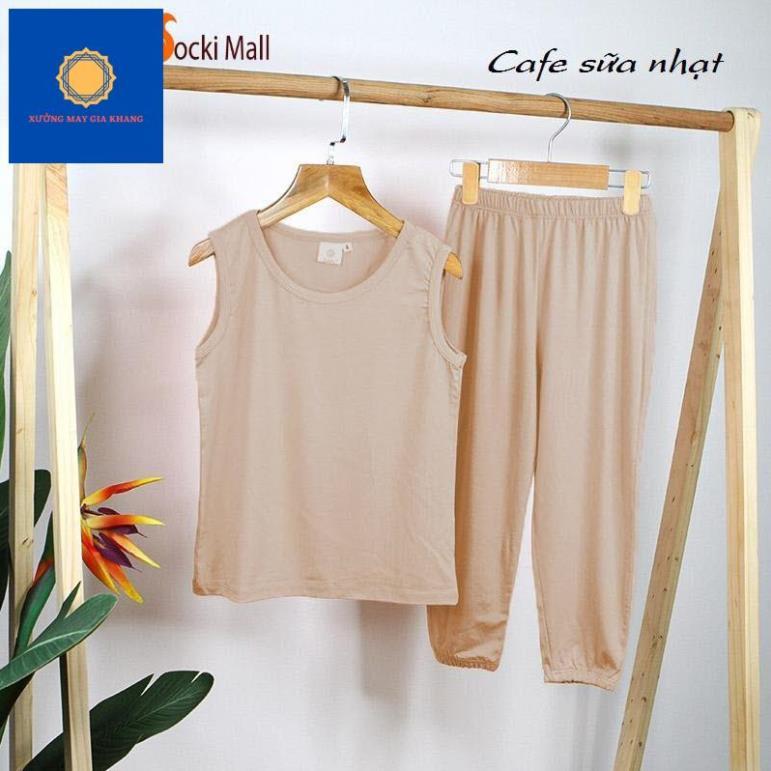 Đồ bộ quần áo thun bé trai, bé gái mặc cùng nhau, ba lỗ trơn, chất cotton mát mẻ - Quần áo trẻ em