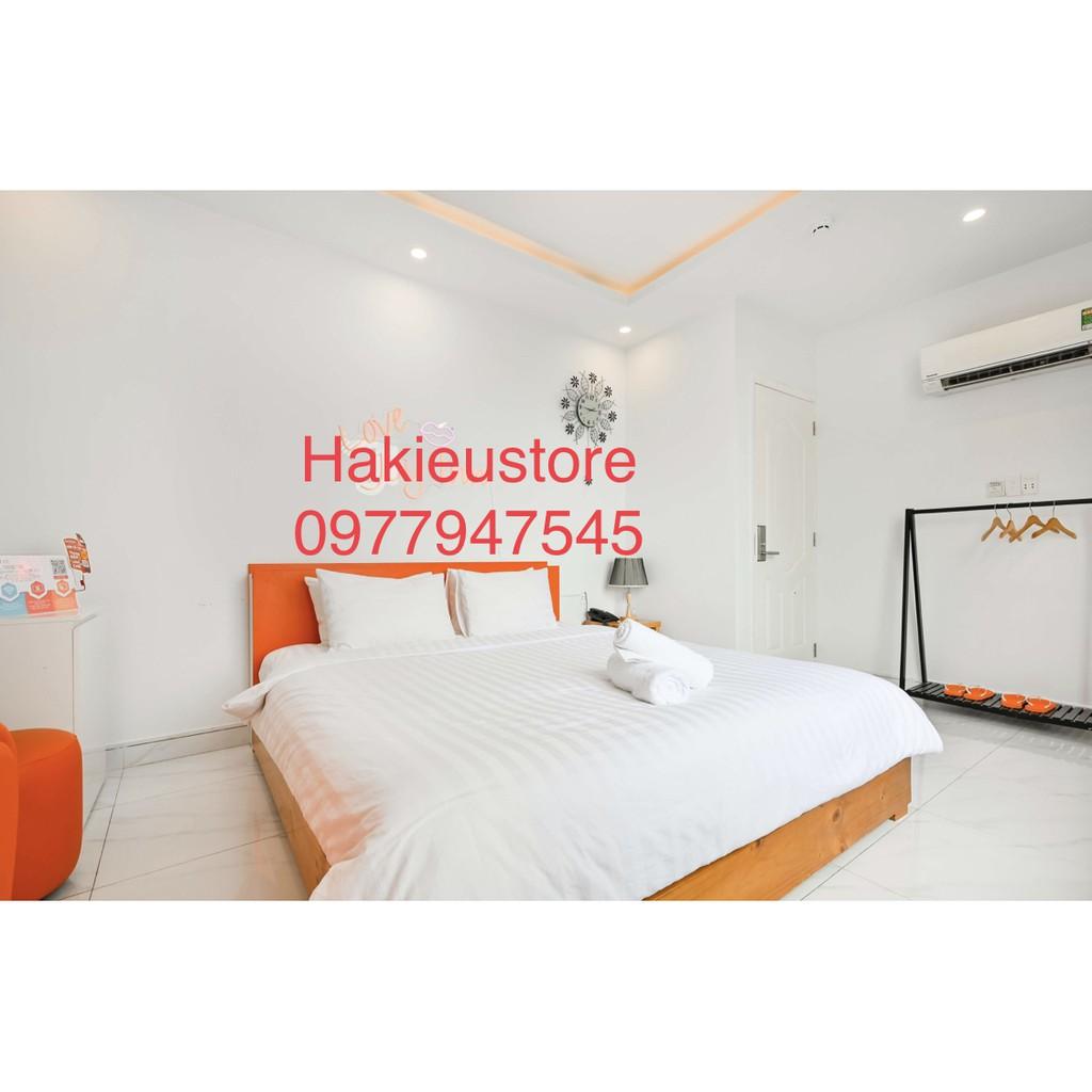 Bộ drap cotton trắng sọc cho khách sạn size:1m8 x 2m