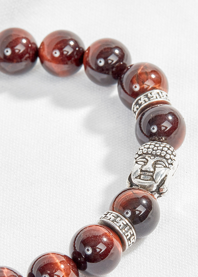 Vòng đá mắt hổ phối charm phật bạc Ngọc Quý Gemstones