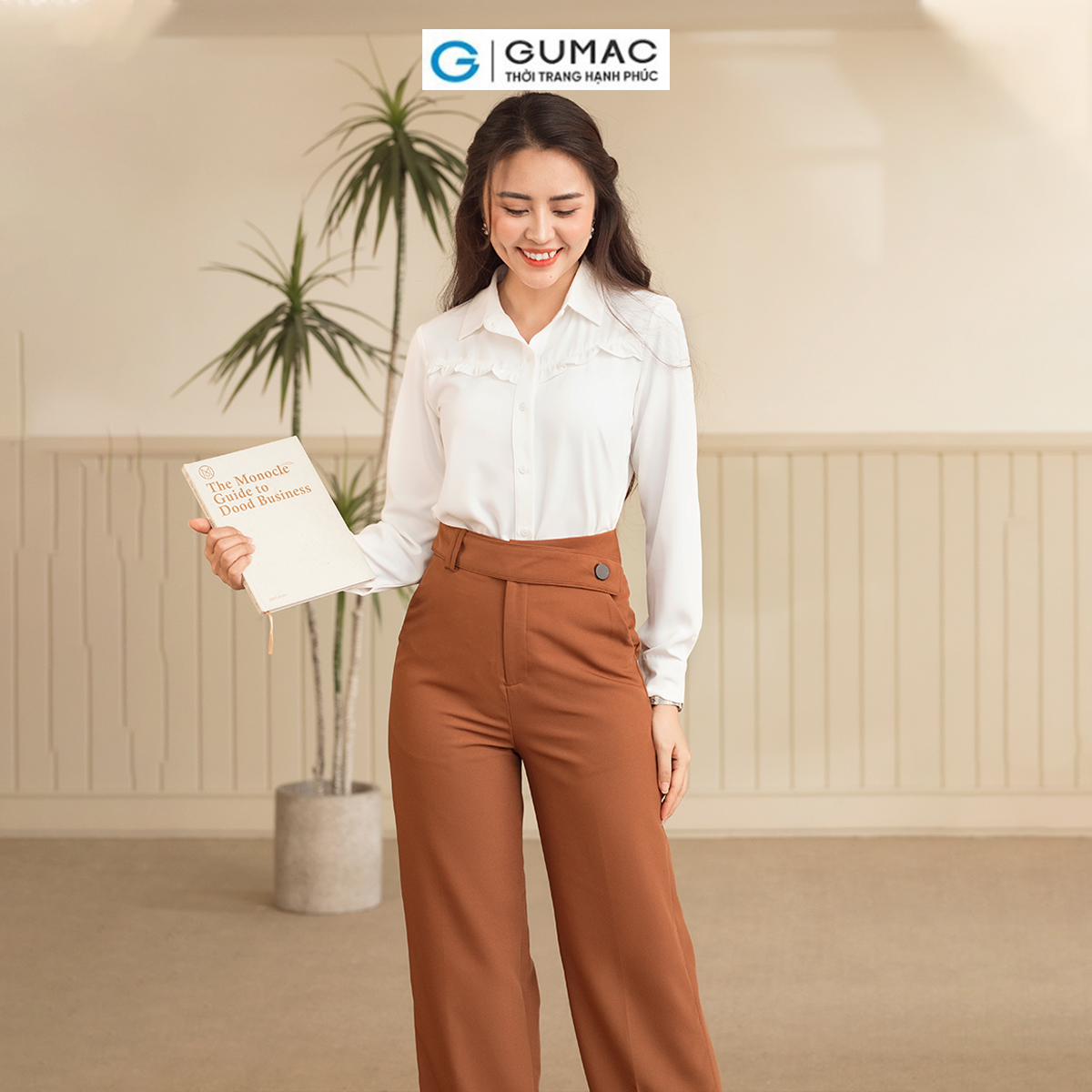 Quần tây nữ cài dây lưng thanh lịch tôn dáng sang trọng thời trang GUMAC QD06021 - QC10046