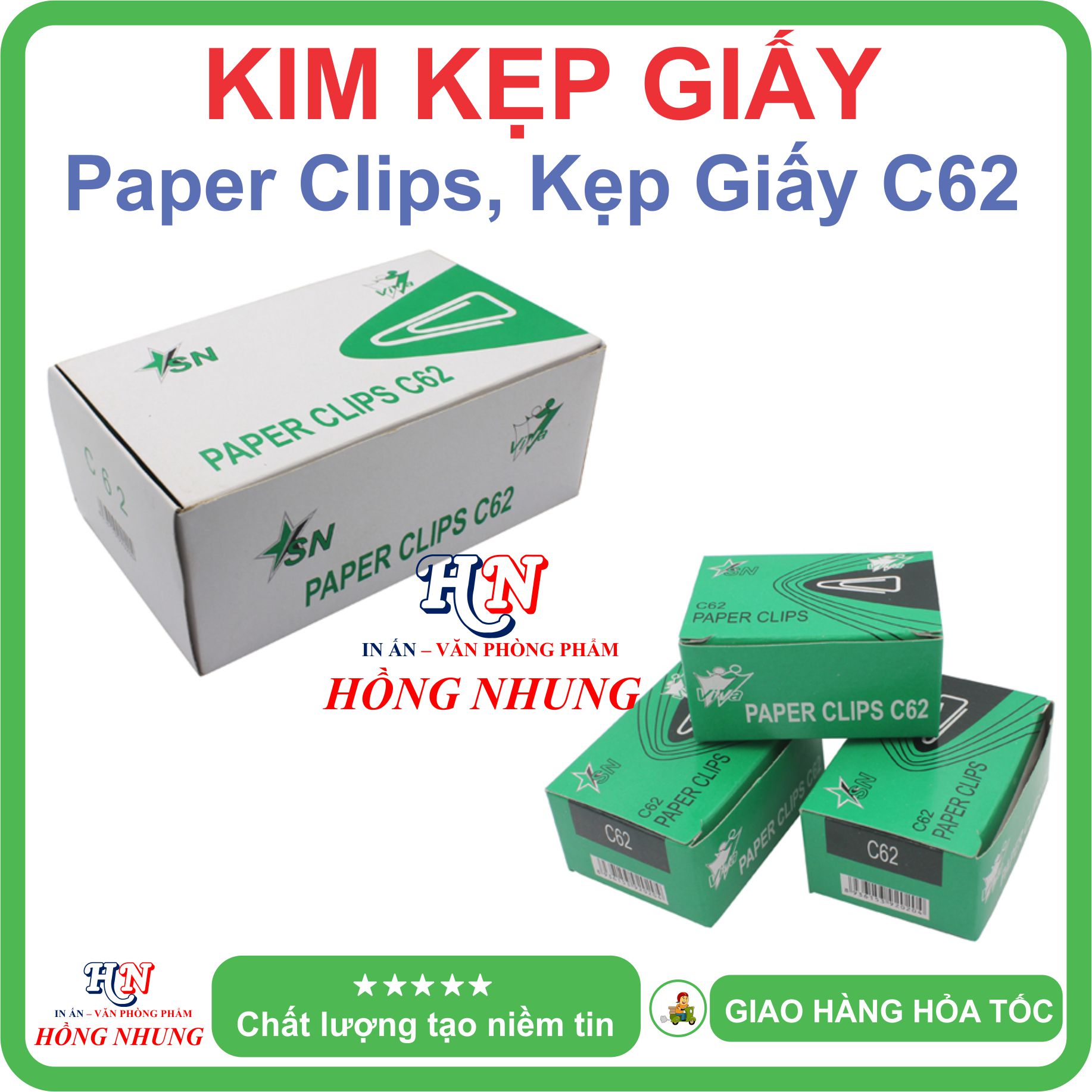 [SÉT] COMBO 2 Hộp Kim Kẹp C62, Loại 100 Cái Kim Kẹp Hình Tam Giác, Giúp Bạn Lưu Trữ Hồ Sơ Tài Liệu