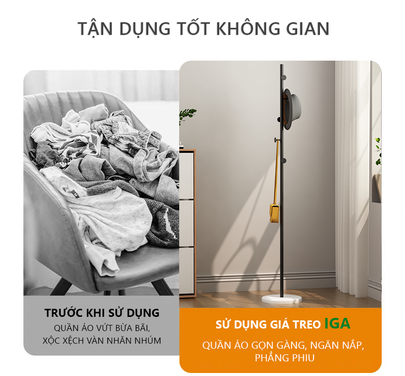 Giá treo quần áo phong cách Netro hiện đại sang trọng thương hiệu IGA - GM92