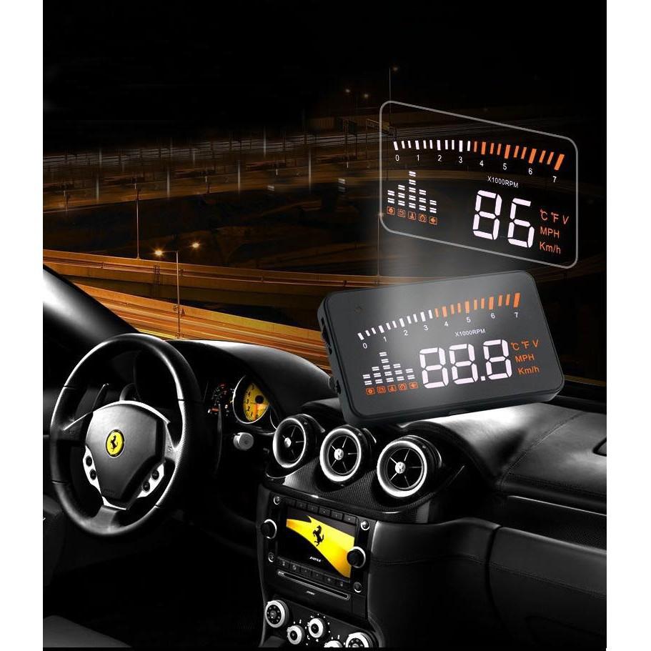 Bộ hiển thị và cảnh báo tốc độ lên kính lái HUD X5 cho xe hơi... Giá sock hàng mới !!!