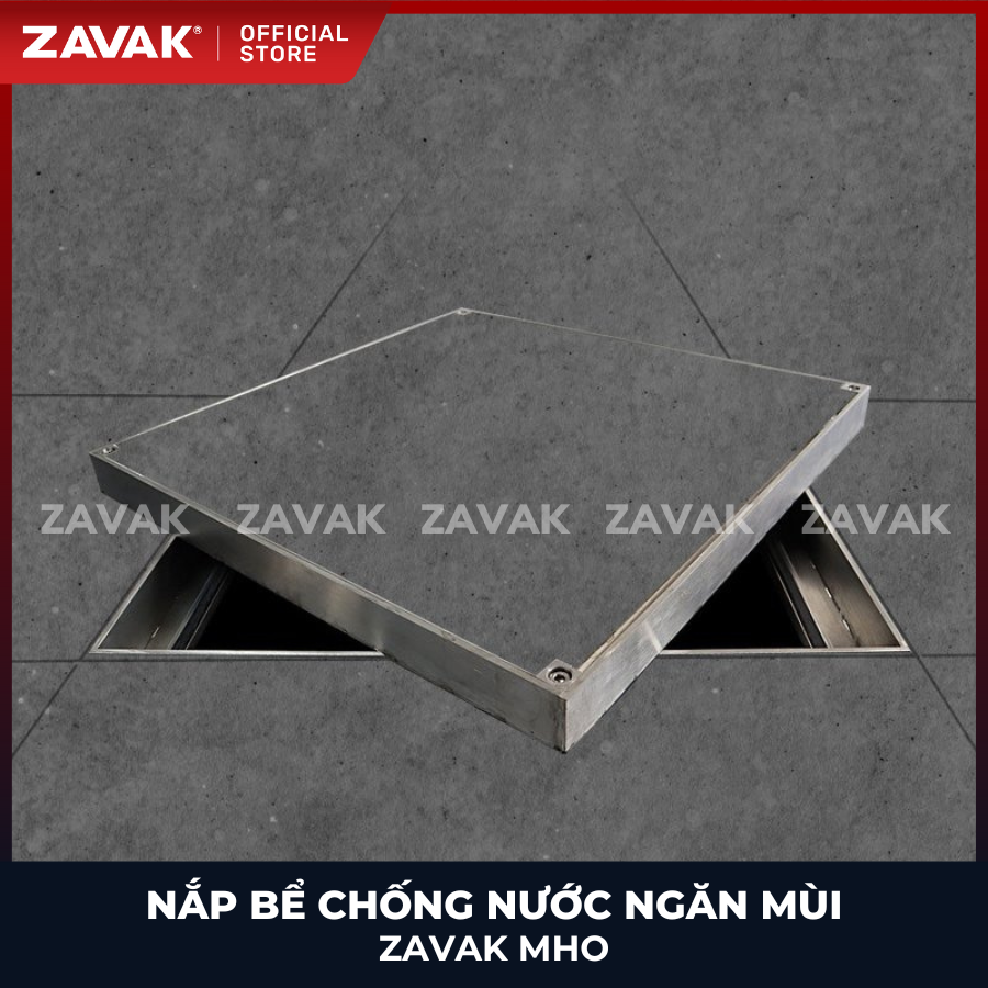 Nắp bể ngầm chống nước ngăn mùi inox ZAVAK MHO-70 / KT 70x70cm, lát gạch 1,5cm/ tải tối đa 510kg