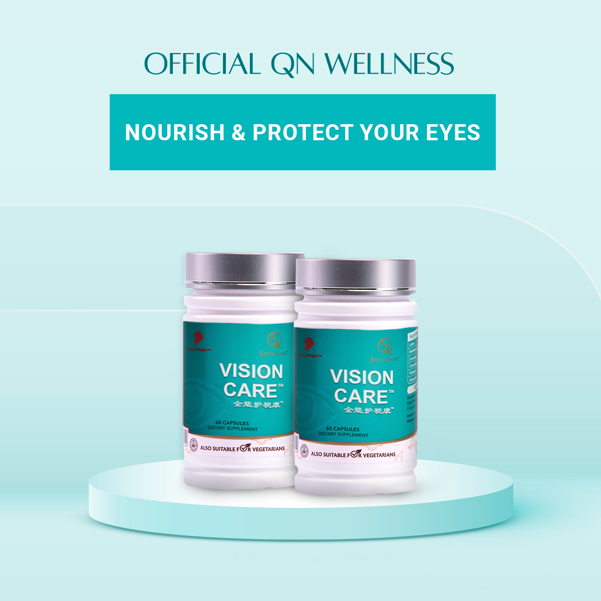 Combo Ưu Đãi Viên Uống Bảo Vệ Mắt Vision Care QN Wellness Cải Thiện & Hỗ Trợ Giảm Mệt Mỏi Thị Giác, Ngăn Ngừa Lão Hóa, Hỗ Trợ Tổng Hợp Lutein - Hộp 60 Viên  x 2