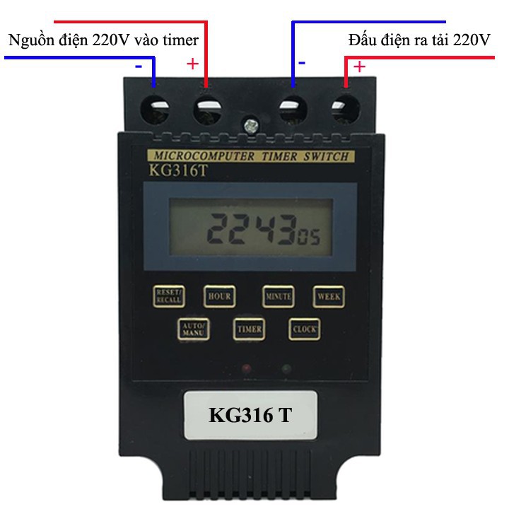 Công tắc hẹn giờ kg316T công suất lớn 25A/220V 17 chương trình (ĐEN) timer hẹn giờ điện tử ổ cắm hẹn giờ