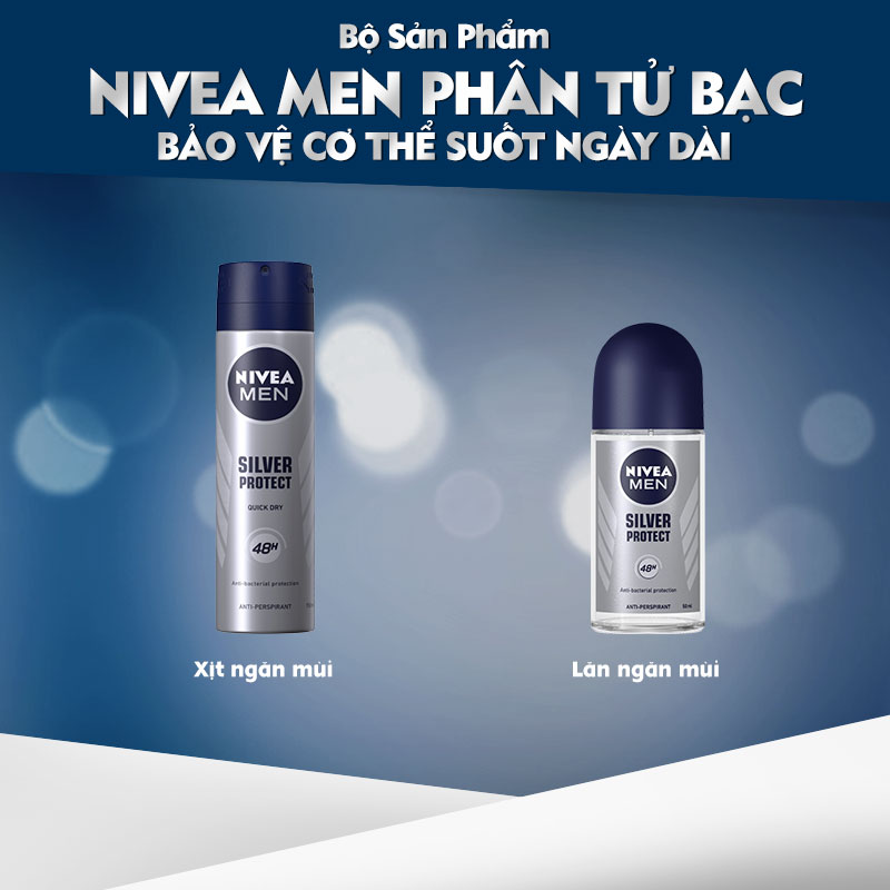 Lăn Ngăn Mùi NIVEA MEN Silver Protect Phân Tử Bạc Giảm 99.9% Vi Khuẩn Gây Mùi (50ml) - 83778