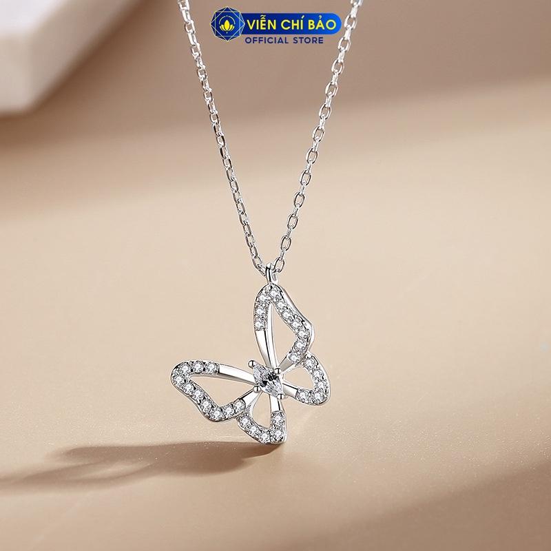 Dây chuyền bạc nữ Hồ điệp đính đá chất liệu bạc 925 thời trang phụ kiện trang sức nữ Viễn Chí Bảo D400370