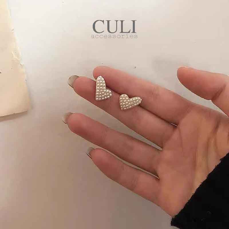 Khuyên tai bạc S925, hình trái tim kết hạt trai nhỏ xinh HT654 - Culi accessories