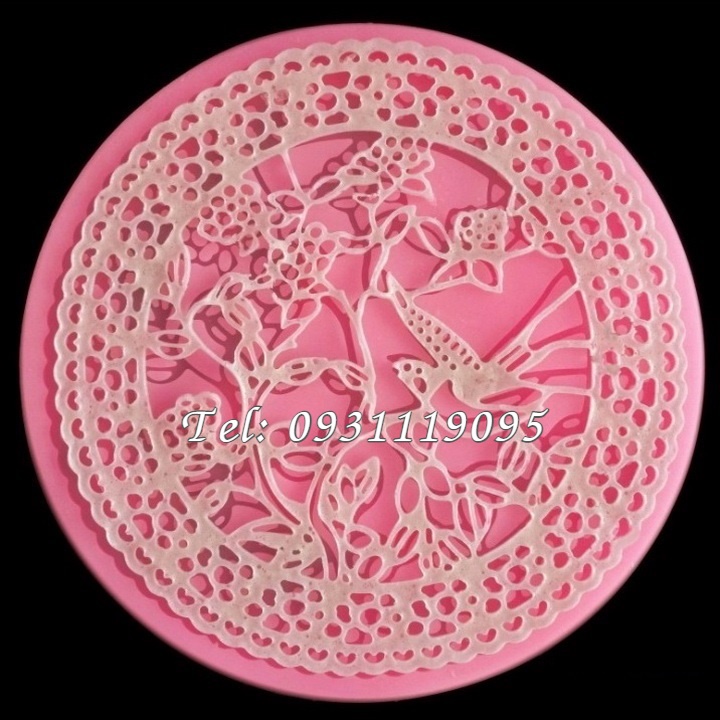 Khuôn silicon làm bánh, rau câu, fondant hoa văn nền bánh chim bồ câu - Mã số 1621