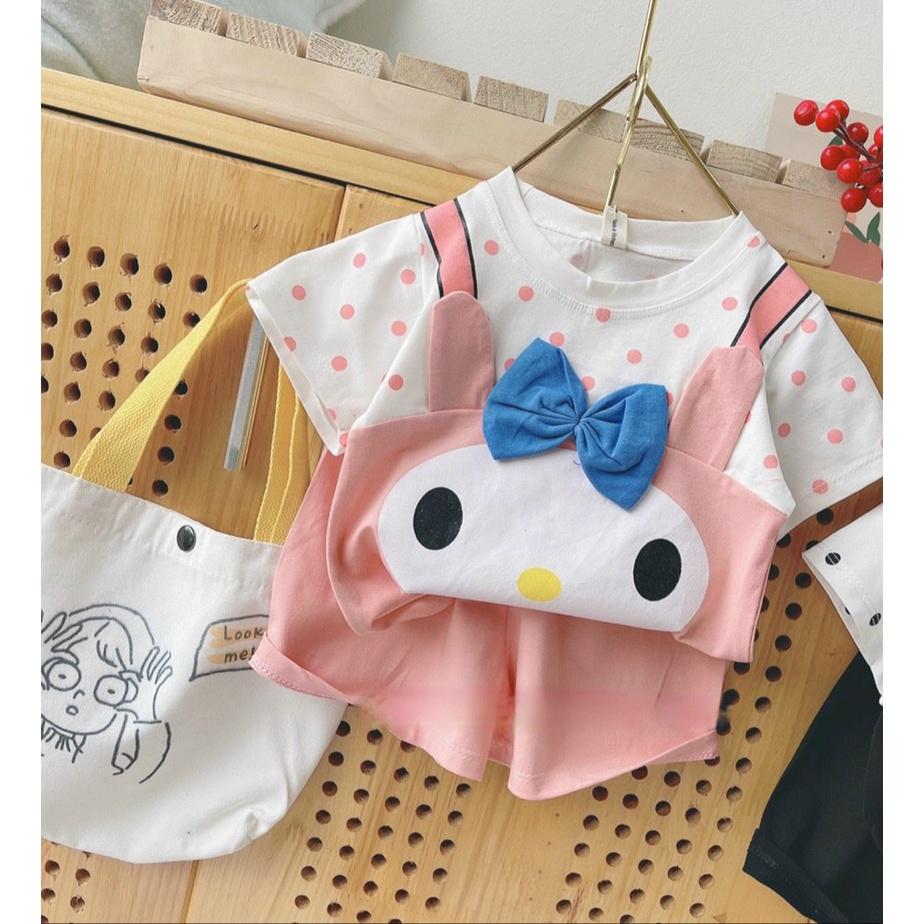 Đồ bộ bé gái, bộ cộc tay mùa hè cho bé gái hình con vật đáng yêu size 20-40kg chất cotton mềm mịn mát