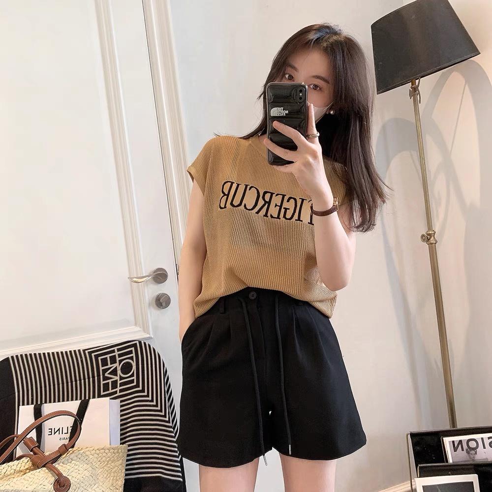 Áo len lưới form rộng tay hến nữ kiểu cổ tròn Tank Top Tigercub dệt kim phong cách Hàn Quốc trẻ trung