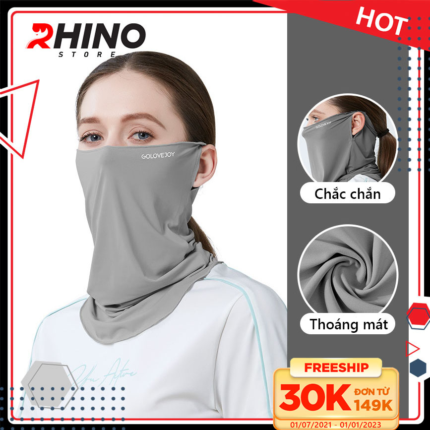 Khẩu trang băng lụa chống nắng cao cấp Rhino S202, khẩu trang nam nữ, chống tia UV, chống bụi, UPF50+, Hàng chính hãng