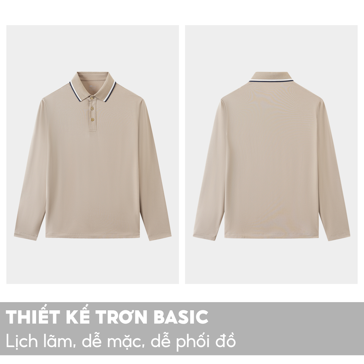 Áo Polo Nam Tay Dài 5S FASHION, Chất Viscose, Thiết Kế Trơn Basic, Bo Cổ Dệt Kẻ Nổi Bật