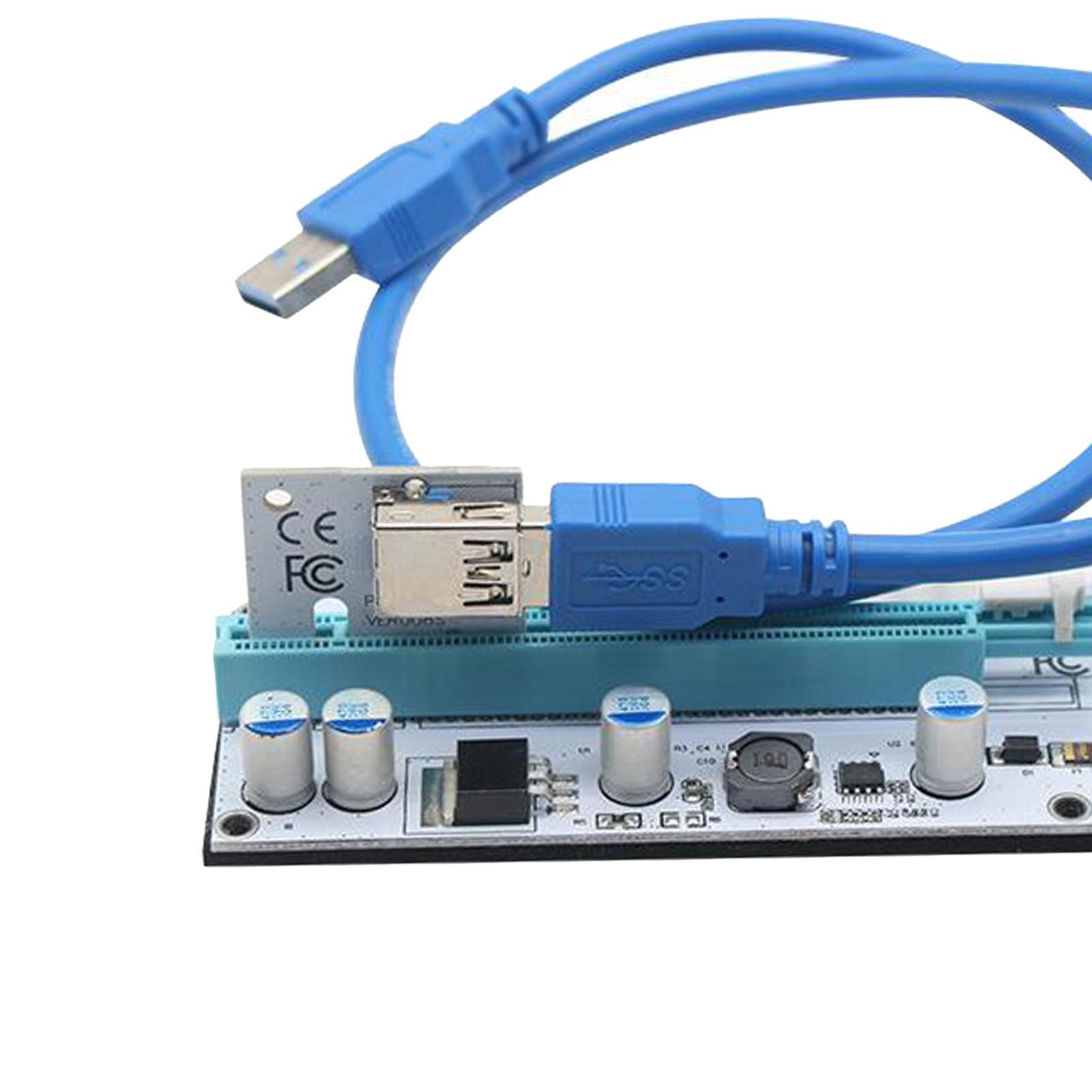 PCI-E Riser Card 008s 4Pin SATA 6PIN 1x to 16x Adapter Card USB3.0 3x