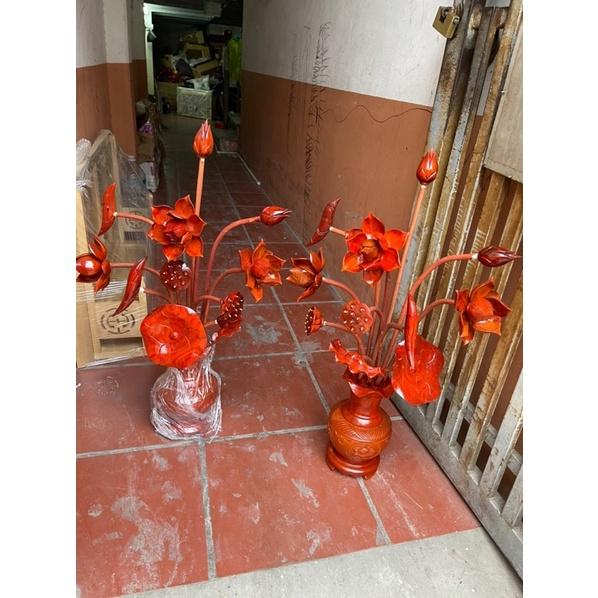Hoa sen bằng gỗ hương 22 cành