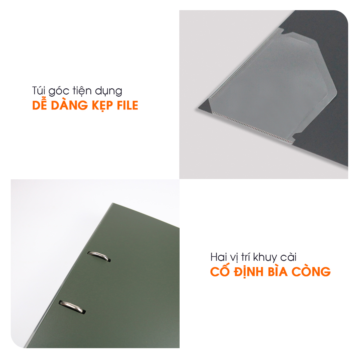 Bìa Còng D2 Switch OFF AO+, Nhựa PP/ A4, 2 Nhẫn D (3.5cm/ 5cm)