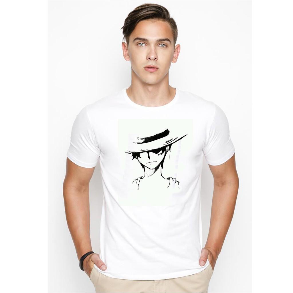 Áo thun nam Luffy form rộng cotton vải dày mịn thời trang Hàn Quốc