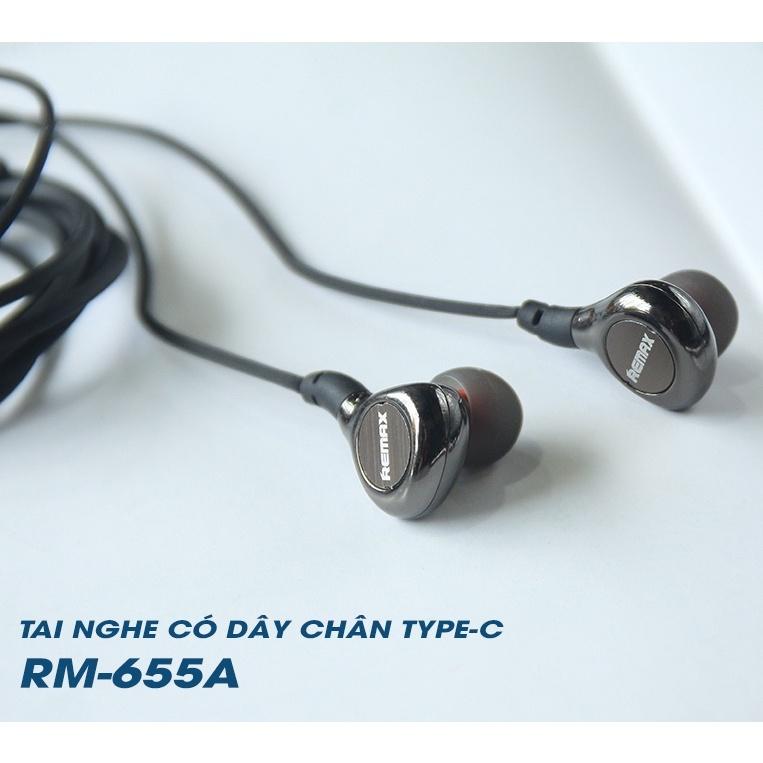 Tai nghe có dây chân Type C Remax RM-655a Note 10/10Plus, S20 Plus, S20 Ultra.Dùng Được Tất Cả Máy Chân Type C - Hàng Chính Hãng Remax