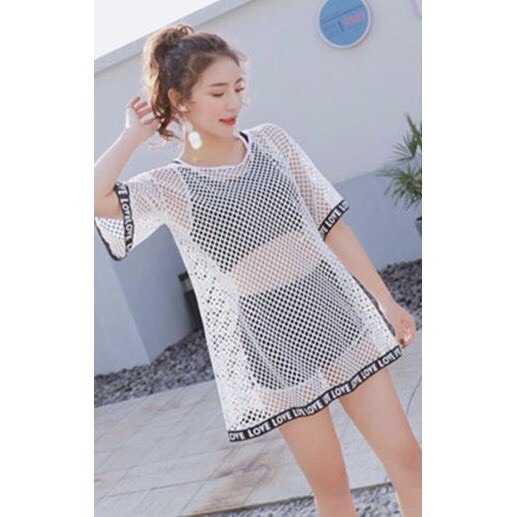 Bộ đồ bơi nữ, bộ bikini 3 món có đệm ngực kèm lưới ngoài