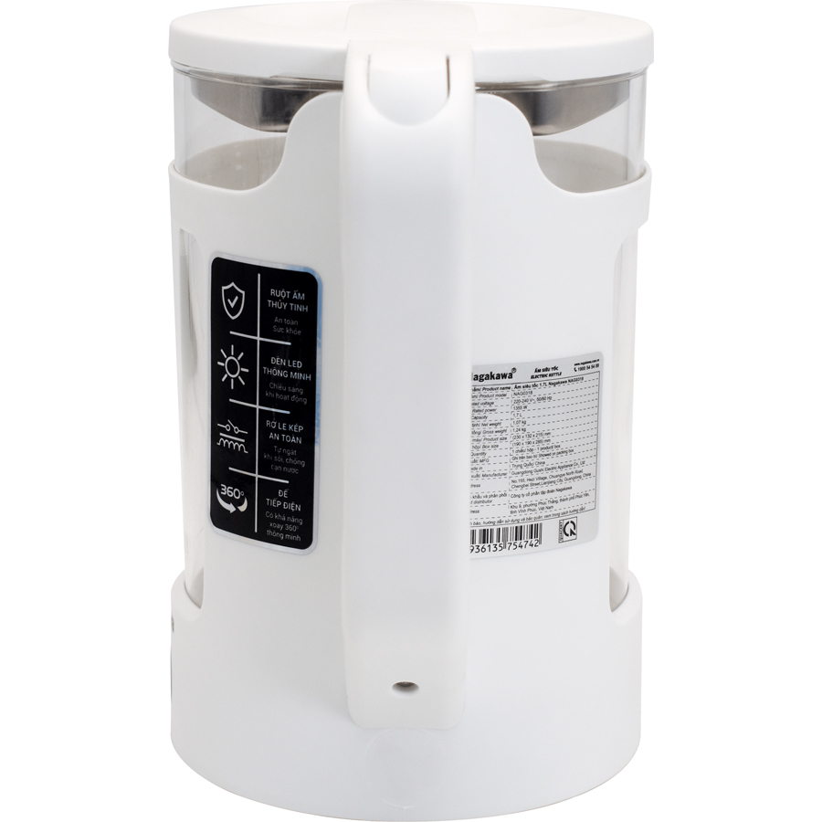 Ấm siêu tốc thủy tinh Nagakawa NAG0318 - Hàng chính hãng