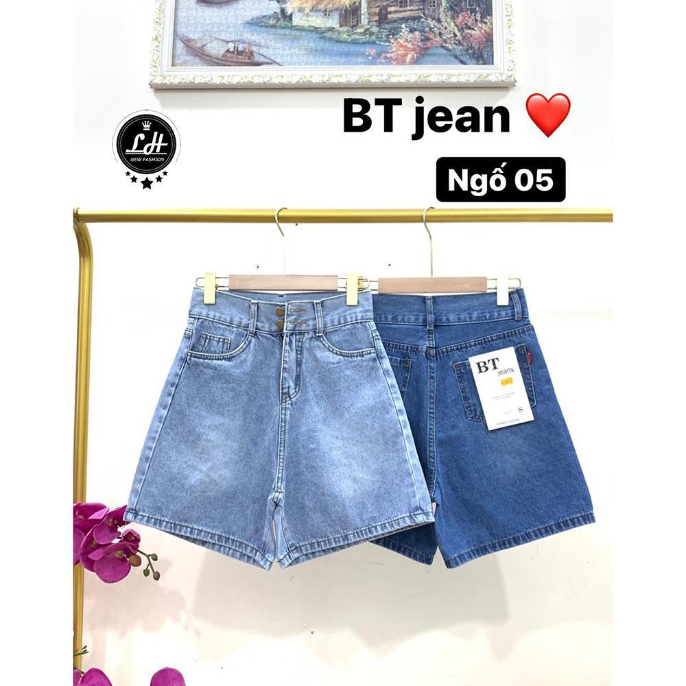 Quần ngố nữ ống rộng, quần short jean lưng cao màu xanh cá tính siêu dễ thương Lê Huy Fashion MS05
