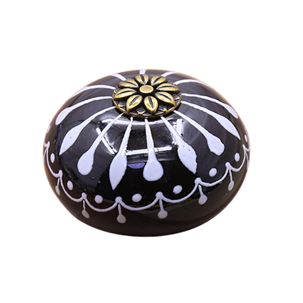 2xCeramic Cabinet Knobs Drawer Furniture Hardware Door Pull Handle Black