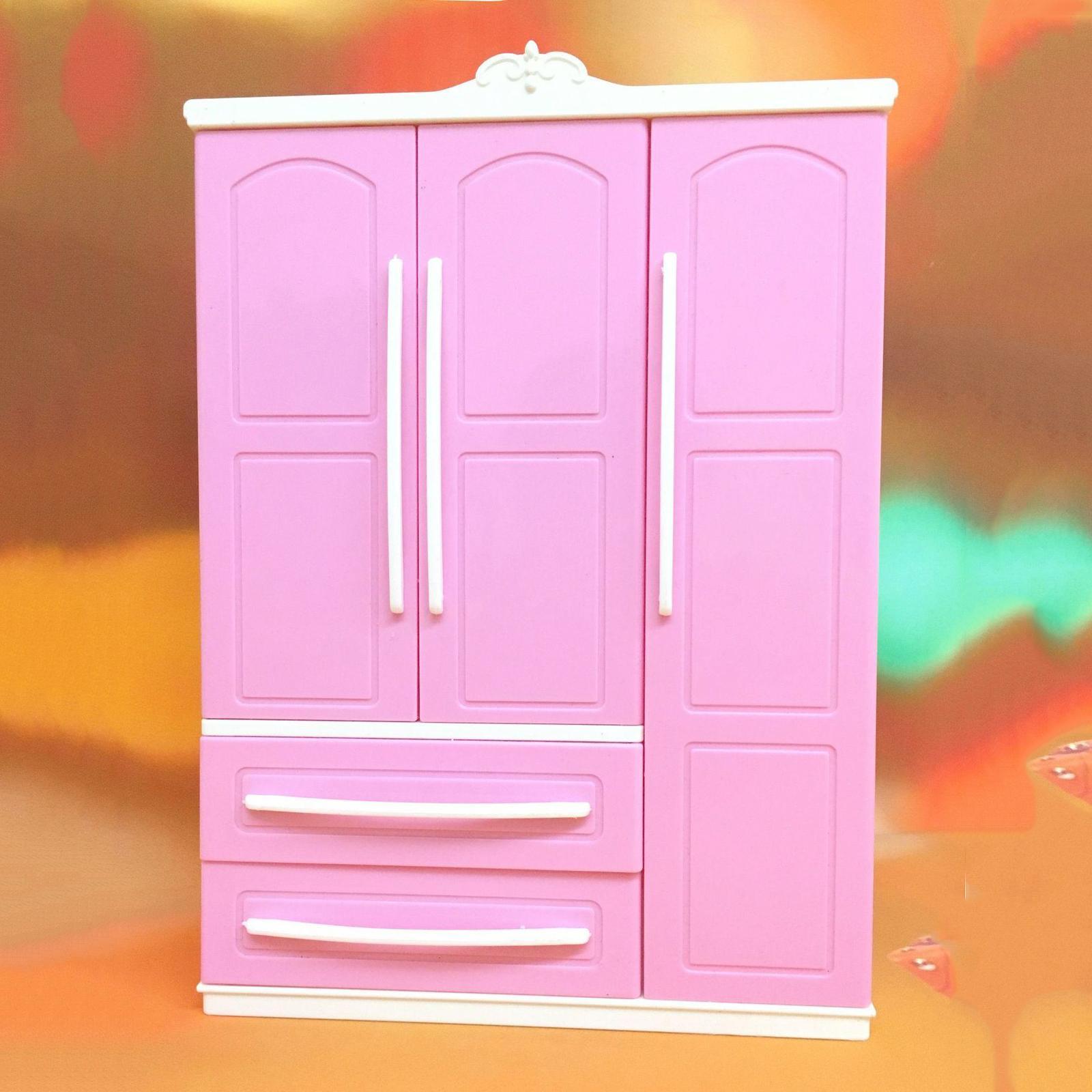 Miniature Wardrobe Closet  Dolls House Bedroom Furniture Accessory Pink