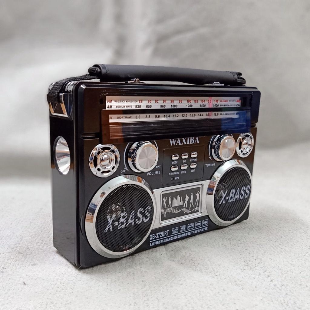 ĐÀI RADIO WAXIBA 372URT BẮT SÓNG FM/AM/SW- NGHE NHẠC USB THẺ NHỚ- LOA EXTRA BASS SIÊU HAY - ĐÈN PIN SIÊU SÁNG-PIN SẠC