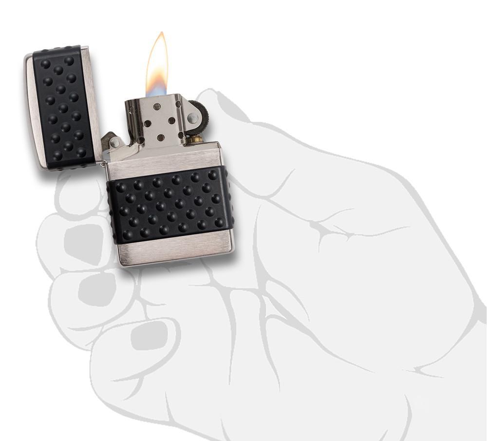 Bật Lửa Zippo Black Zip Guard Brushed Chrome 200ZP