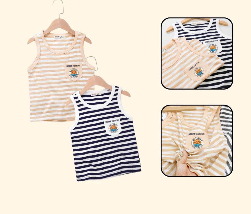 ÁO THUN SỌC SÁT NÁCH CÓ TÚI SIÊU THOÁNG MÁT TỪ 8-45KG CHO BÉ TRAI