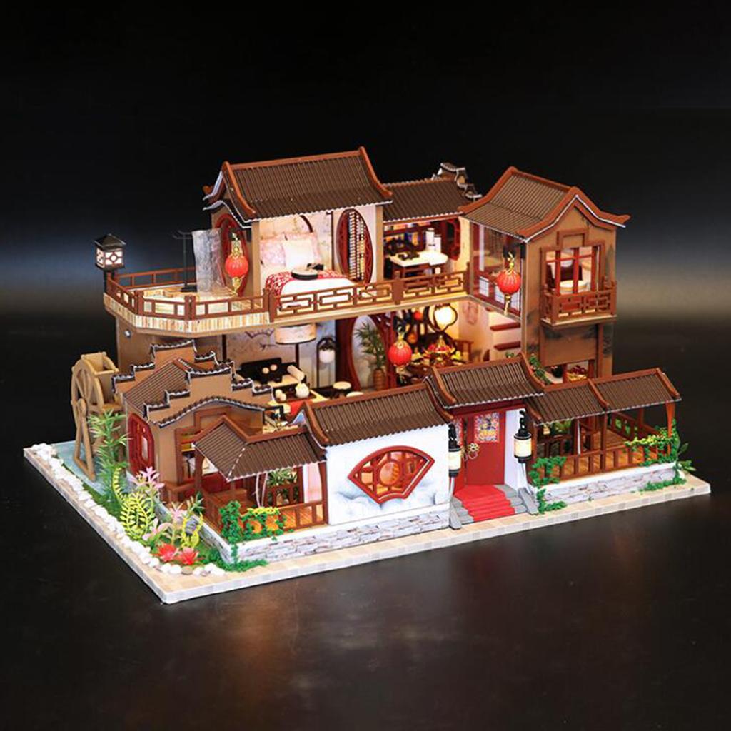 Creative Dollhouse Furniture Chinese Cottage Handmade Children With Light