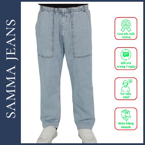 Quần Jean Cạp Chun Q4_ Quần bò nam chất vài dày dặn cao cấp ống suông phong cách kiểu baggy Hàn Quốc | Samma Jeans