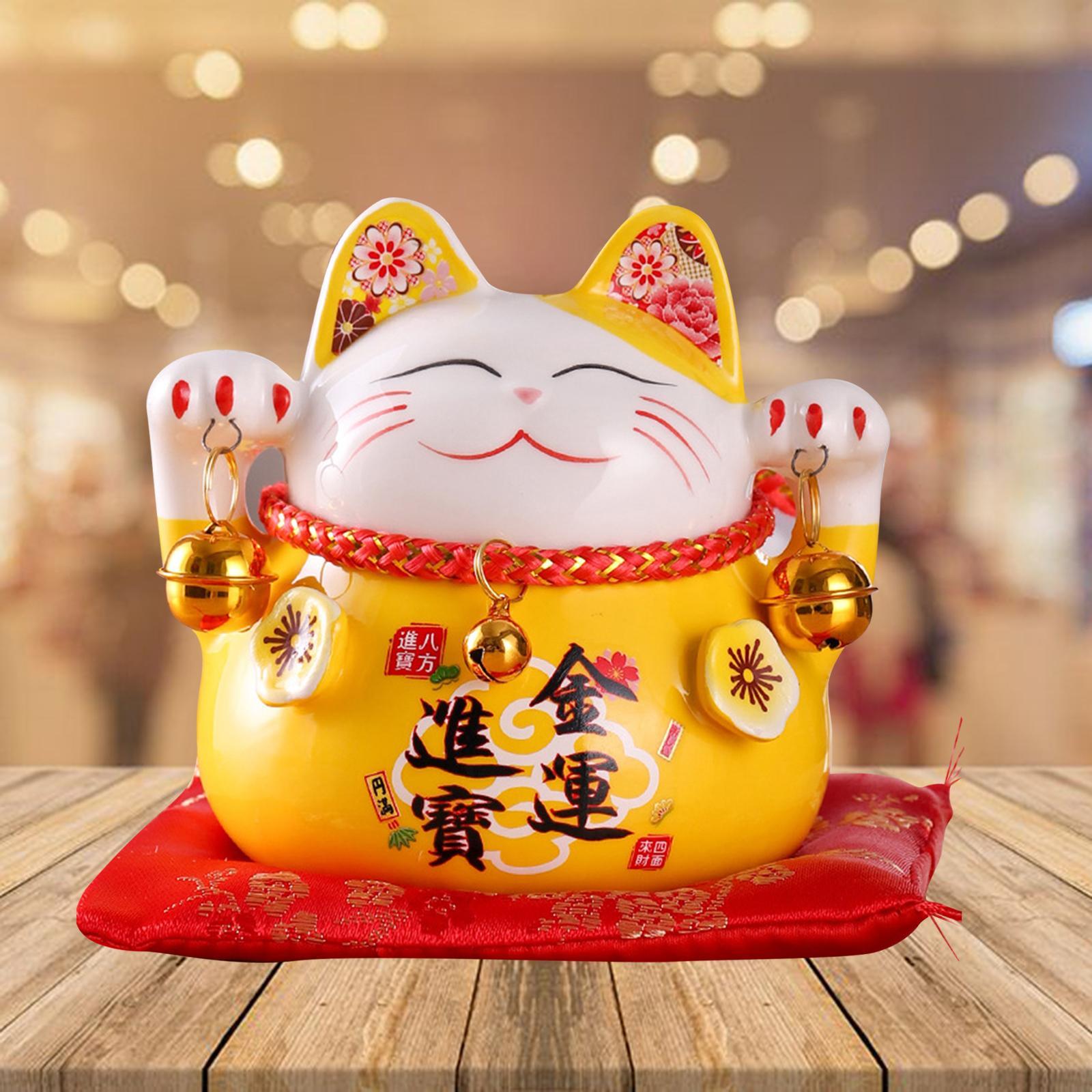 Fortune Cat Piggy Bank Japanese Decor Fengshui Creative Wealth for Home