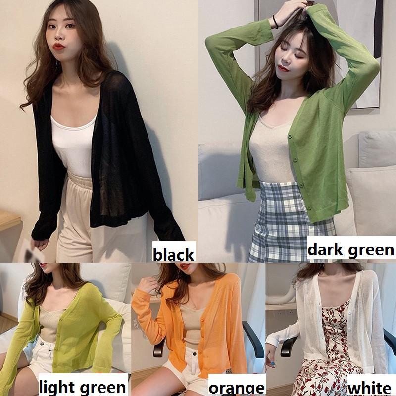 Áo Khoác Len Cardigan Tay Dài Cổ Chữ V Phối Nút Thời Trang Cho Nữ