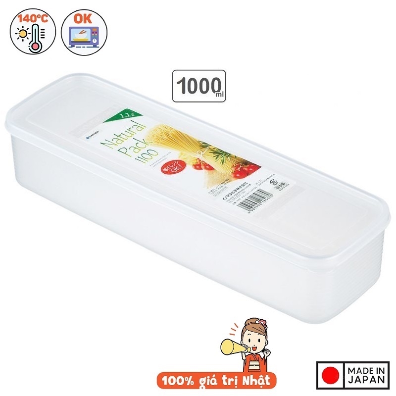 Hộp đựng thực phẩm hình chữ nhật  1100ml - Hàng nội địa Nhật Bản