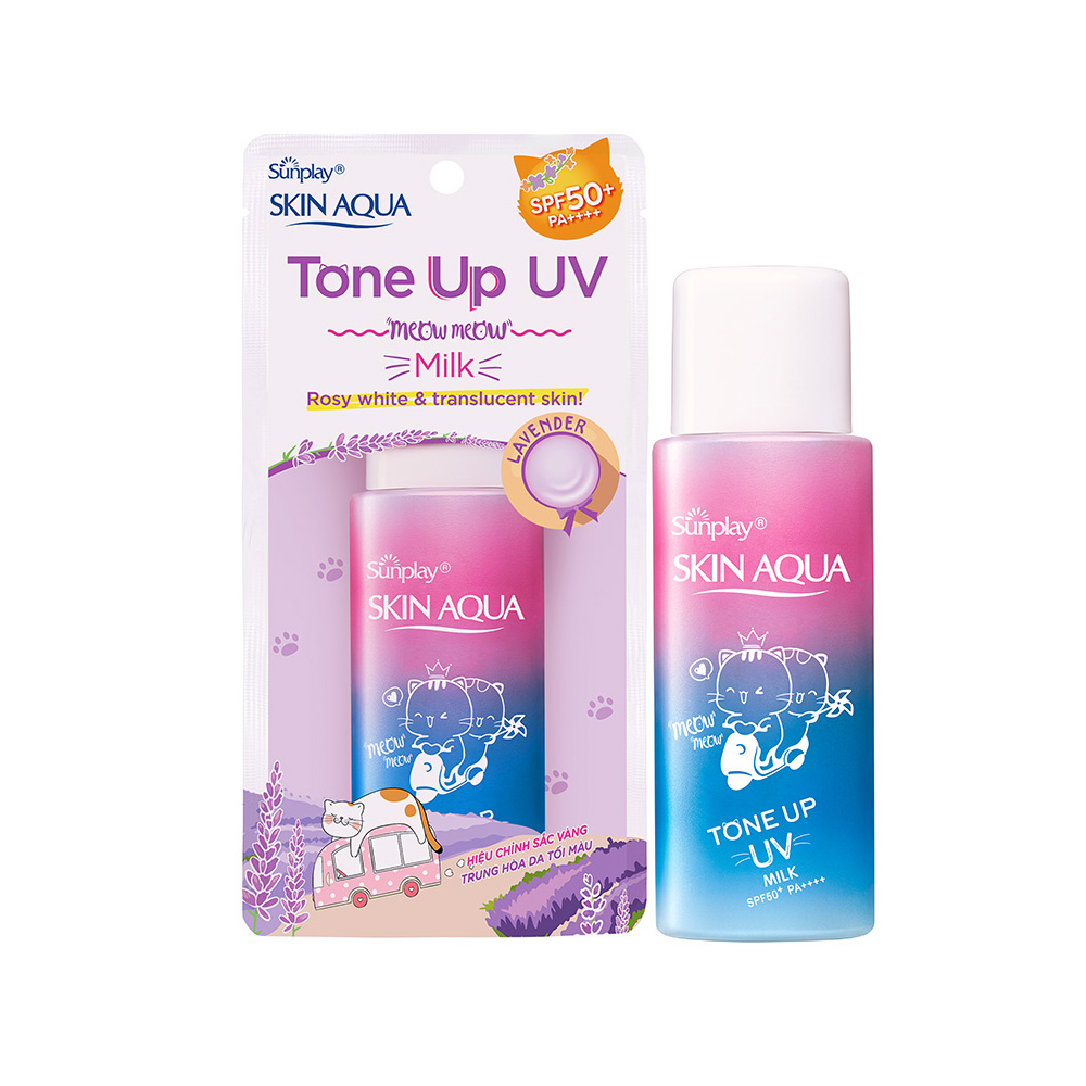 Sữa chống nắng nâng tông dành cho da dầu/hỗn hợp Sunplay Skin Aqua Tone Up UV Milk Lavender SPF50+ PA++++ (50g)