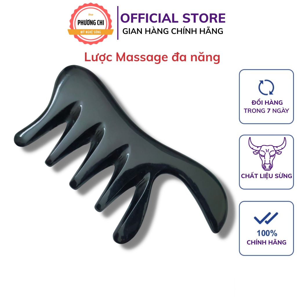 Lược sừng trâu răng thưa đa năng dùng massage đầu, ấn huyệt, gỡ rối tóc